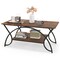 Costway 2-Tier Industrial Coffee Table Rectangular Cocktail Table with Storage Shelf Rustic Brown/Dark Brown/White